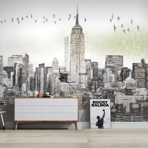 Monochrome Charcoal New York City Wallpaper Mural