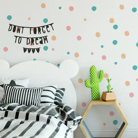 Pink Blue Colorful Doodle Polka Dots Wall Decal Sticker