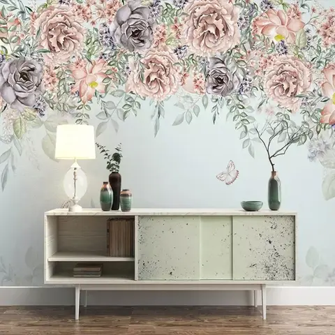 Nostalgic Dark Vine Flowers Wallpaper Mural