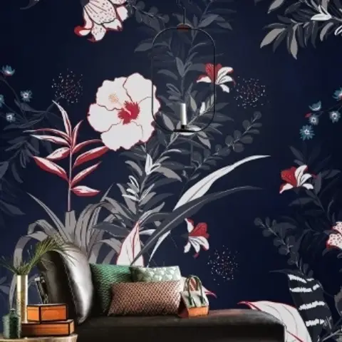 Retro Dark Flowers Wallpaper Mural