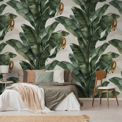 Exotic Banana Leaf Pattern Wallpaper Mural