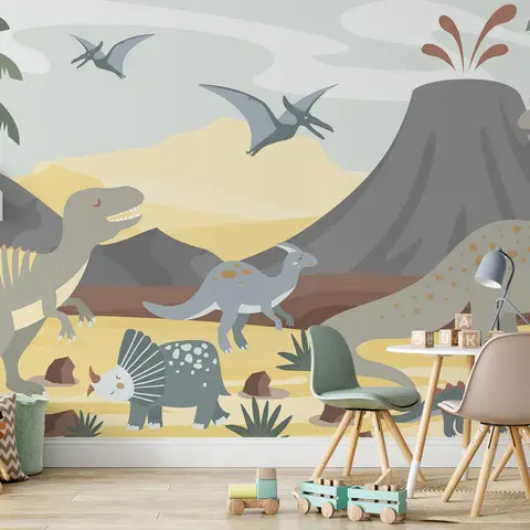 Kids Soft Dinosaurs Wallpaper Mural