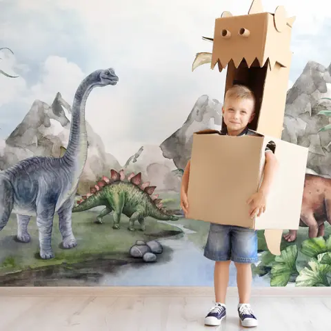 Papier peint monde jurassique doux pour enfants