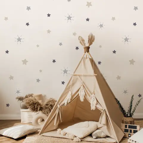 Soft Colorful Shining View Stars for Nursery Wallpaper Mural