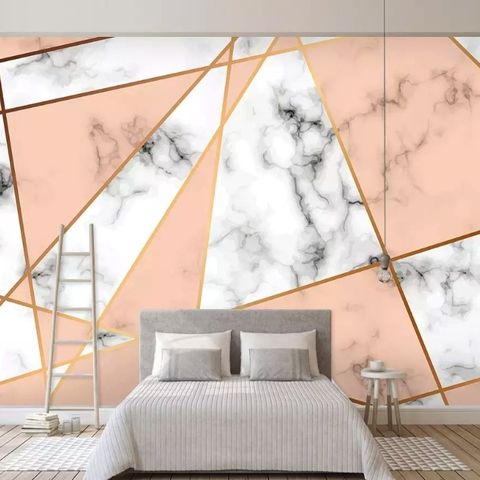 Gray Pink Marble Pattern Wallpaper Mural