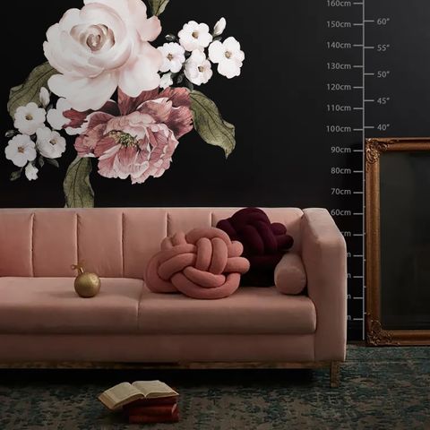 Pink Rose Red Peony Floral Bouqet Wall Decal Sticker