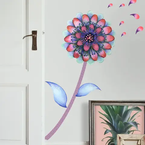 Watercolor Colorful Dahlia Florals Wall Decal Sticker
