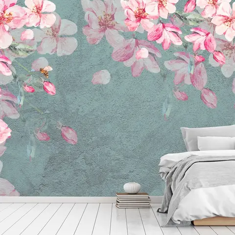 Cherry Blossom Pink Sakura Floral Wallpaper Mural
