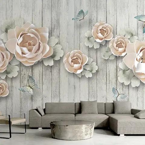 Soft Floral with Butterfly Wallpaper Mural