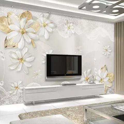 3D Look Jewelry Flower and Lace Wallpaper Mural