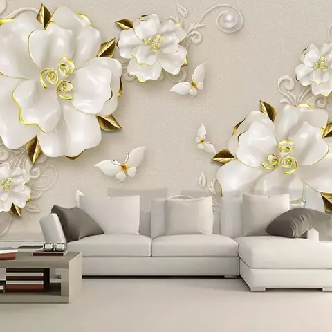 3D Embossed Look Jewelry Roses Wallpaper Mural