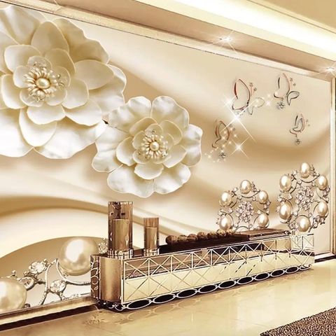 Gold Pearl Flower Wallpaper Mural