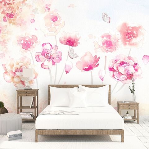 Pink Romantic Floral Wallpaper Mural