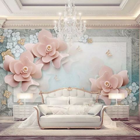 Pink Rose Floral Wallpaper Mural