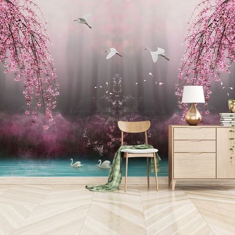 Pink Sakura Cherry Blossom Wallpaper Mural