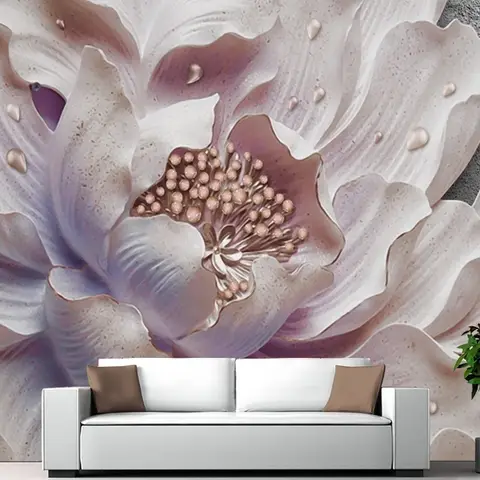 3D Look Soft Floral Wallpaper Mural