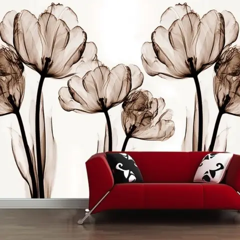 Transparent Floral Art Wallpaper Mural
