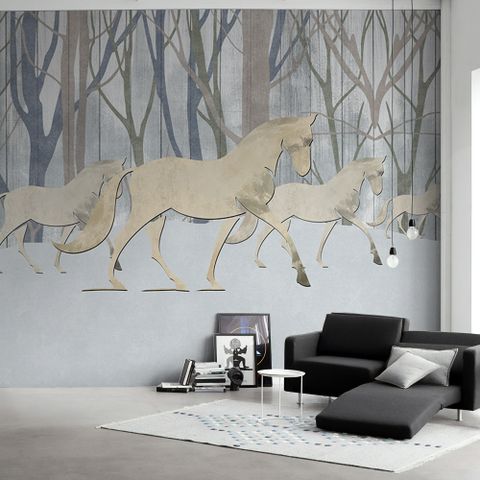 Abstract Horse and Forest Wallpaper Mural