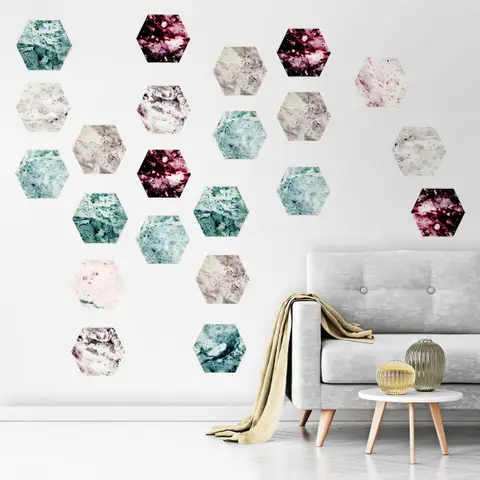 Geometric Marble Style Honeycomb Wall Decal Sticker