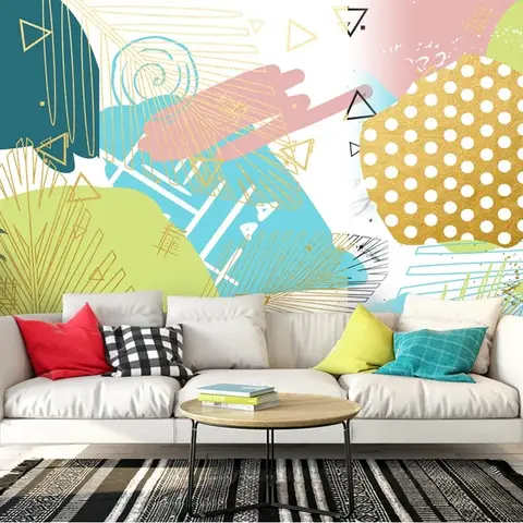 Geometric Colorful Brush Wallpaper Mural