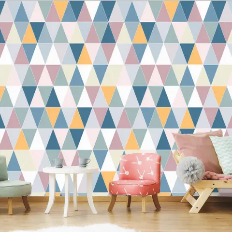 Geometric Style Colorful Triangle Wallpaper Mural