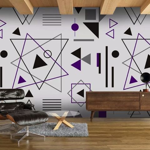 Purple Black Geometric Shapes Wallpaper Mural