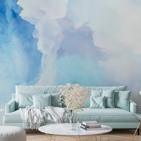 Watercolor Blue Brush Wallpaper Mural