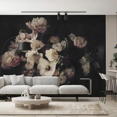 Dutch Dark Floral Wallpaper Mural