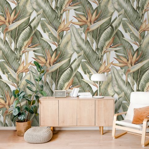 Soft Banana Leaf Pattern Wallpaper Mural