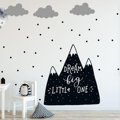 Kids Black Mountains and Dark Moon Wall Decal Sticker