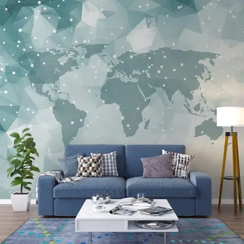 Photo Wallpaper World Map: Modern Geography - World Maps - Wall Murals