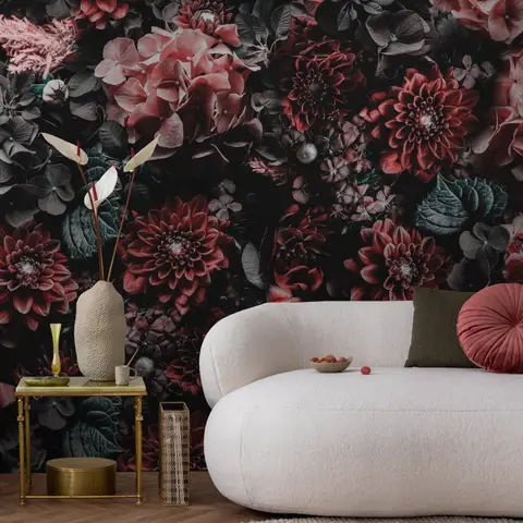 Dark Floral Wallpaper Mural