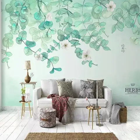 Plum Blossom with Leaves Wallpaper Mural