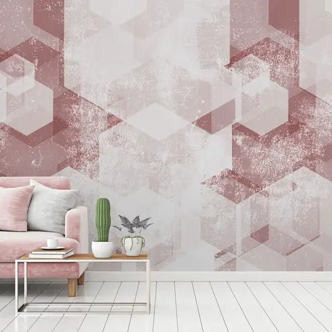 Abstract Pink Geometric Pattern Wallpaper Mural