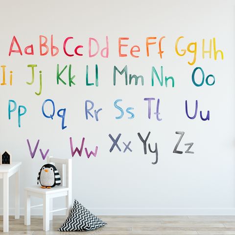 Watercolor Alphabet Wall Decal Sticker