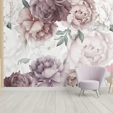 Soft Peony Nursery Floral Wallpaper Mural