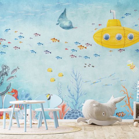 Kids Nursery Undersea with Submarine Wallpaper Mural