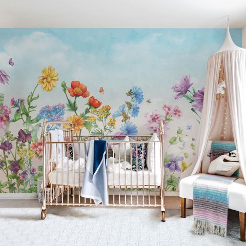 Cute Kids Nursery Floral Garden Wallpaper Mural