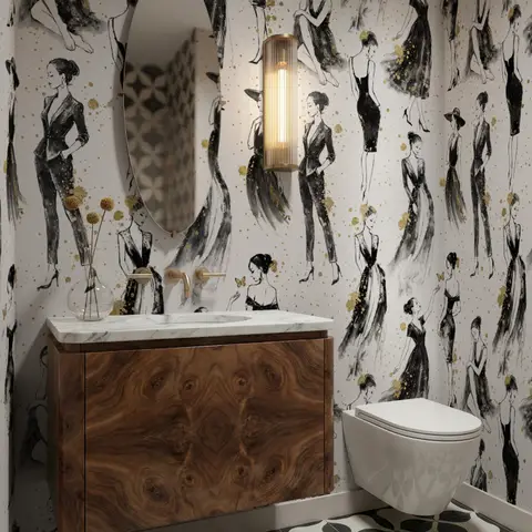 Modern Fashion Women Sketch Wallpaper Mural