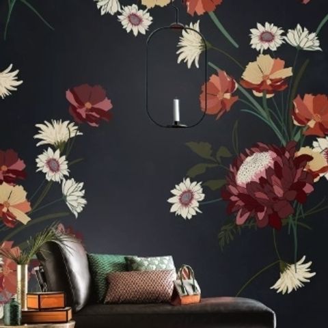 Chinese Red Floral Wallpaper Mural