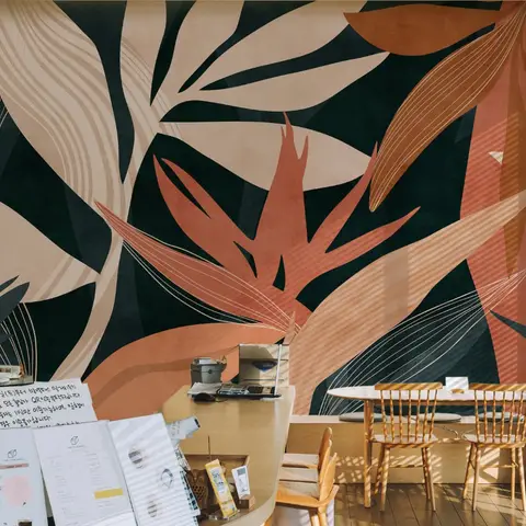 Papier peint art feuillage tropical