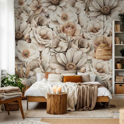 Romantic Garden Bloom Floral Wallpaper