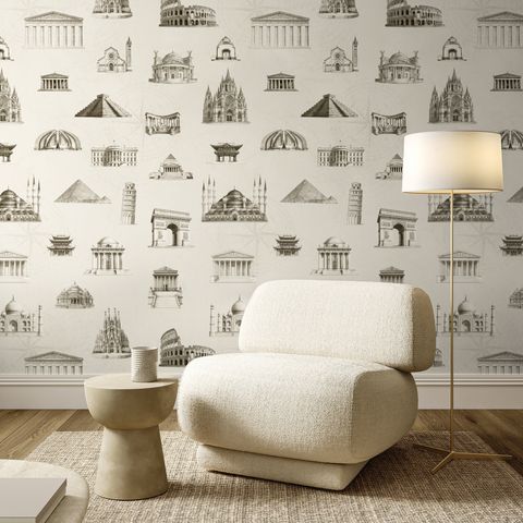 Vintage World Architecture Sketch Wallpaper Mural