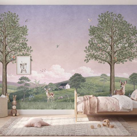 Kids Forest Animals Landscape Wallpaper Mural