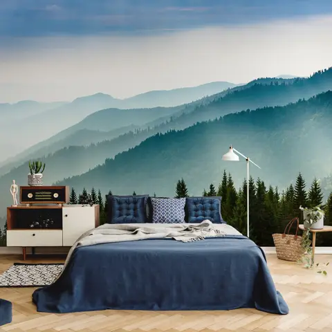 Foggy Mountains Landscape Wallpaper Mural