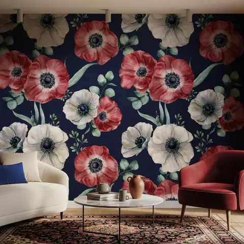 Corn Poppy Floral Wallpaper Mural