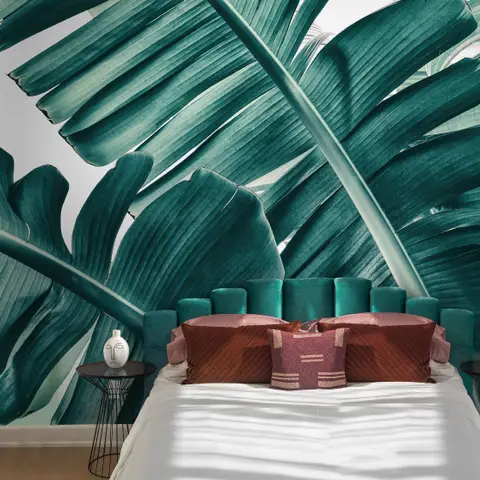 Tropical Green Palm Leaves Wallpaper Mural