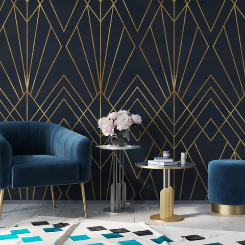 Luxury Geometric Lines  Art Deco Wallpaper Mural