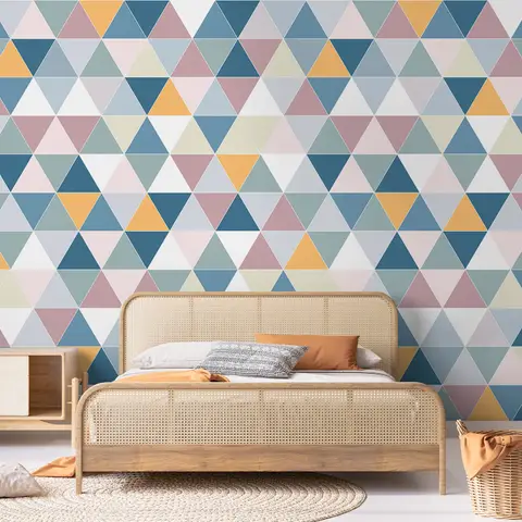 Geometric Style Colorful Triangle Wallpaper Mural