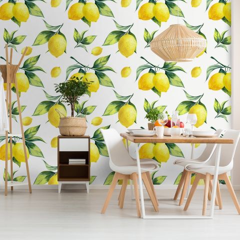 Lemon with Leaf Wallpaper Mural